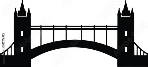 Tower Bridge London famous landmark silhouette vector icon