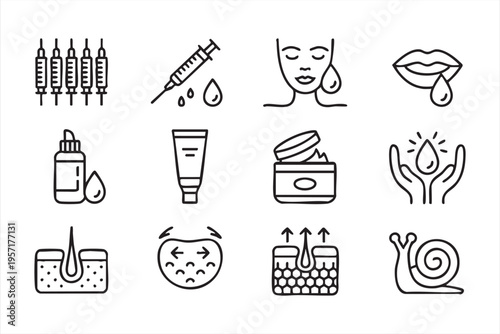 Modern Skincare Icons for Beauty Dermatology and Cosmetic Products