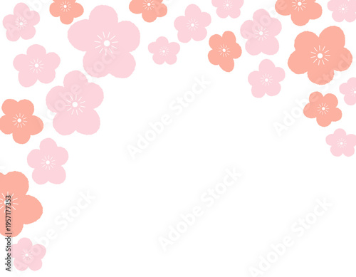 北欧風・花柄のフレーム背景　ピンク　1