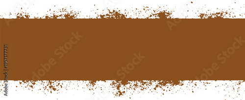 Brown rectangular banner with distressed grunge splatter edges