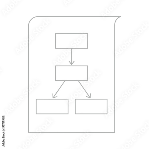 Vector graphic representing a simple flowchart diagram with four rectangular boxes and directional arrows