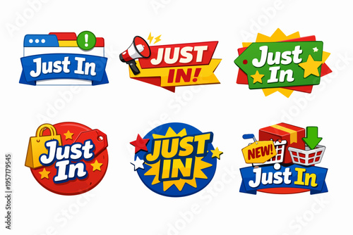 Just in arriving new collection stickers and labels for retail marketing shop updates and product promotion