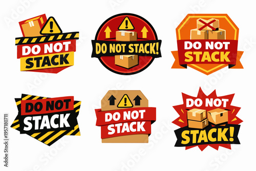 Do not stack warning labels for careful package handling, preventing damage during shipping and delivery processes