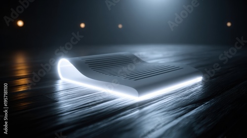 Document Icon Shines in a Dark Space With Unique Lighting and Clear Lines Captured With a 70mm Lens