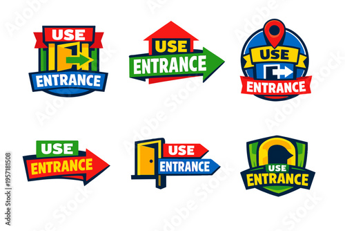 Navigating entrances, finding the way, using clear directional signs and doorway icons for visitors