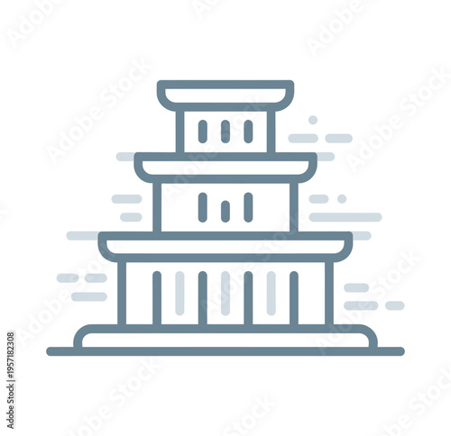Stylized vector depicting a tiered tower with a traditional architectural design representational of asian culture