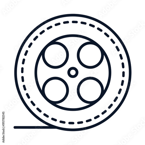 Vector of a film reel with circular perforations and a central hole