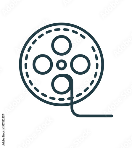 Vector of a film reel with a loose end unrolling