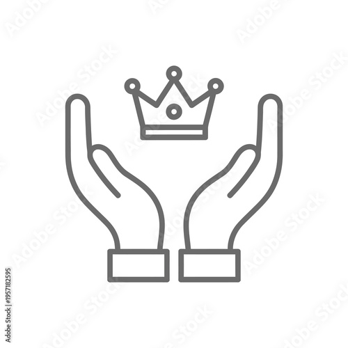 Vector of two hands holding a small crown symbolizing care and protection