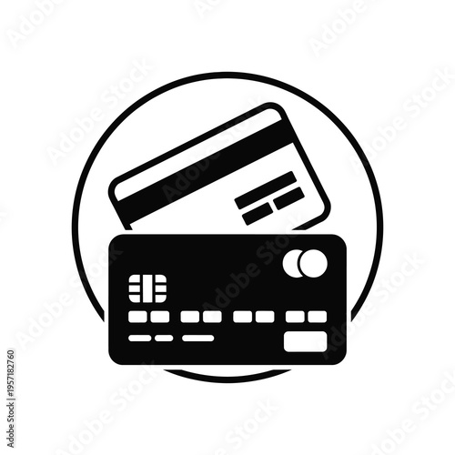 Vector featuring two credit cards placed in a circular frame