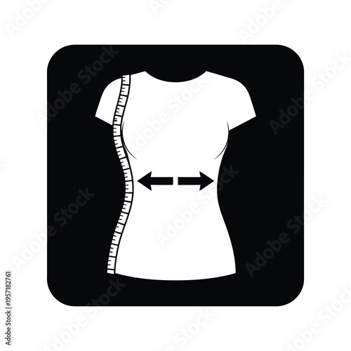 Vector of a t-shirt with a measuring tape wrapped around the waist