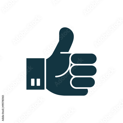 Vector of a hand showing a thumbs-up gesture in dark blue color