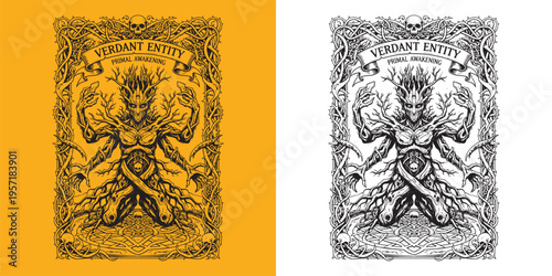 Verdant Entity Primal Awakening Nature Spirit Tree Monster Art
