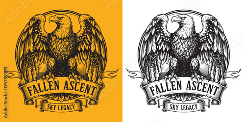 Fallen Ascent Sky Legacy Majestic Eagle Emblem Illustration