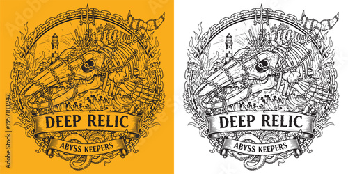 Deep Relic Abyss Keepers Nautical Whale Skeleton Ocean Art