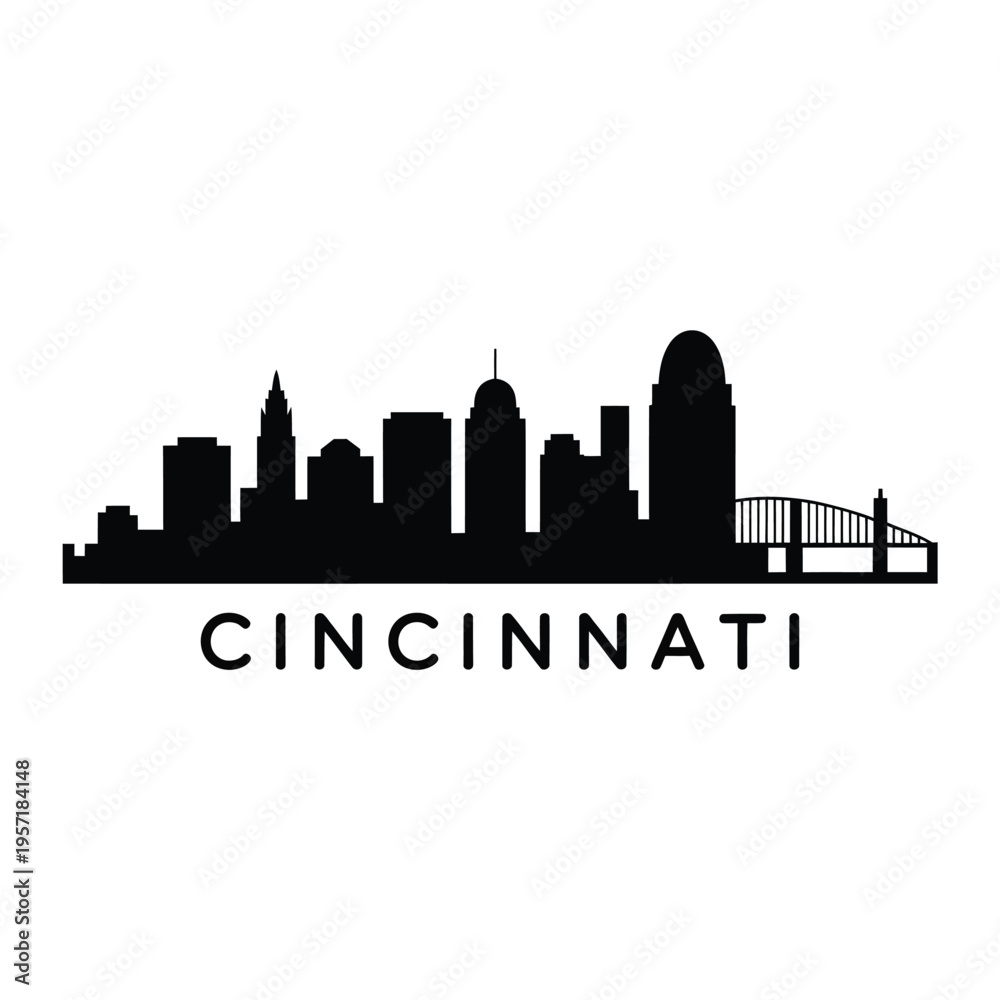 Fototapeta premium Silhouette of cincinnati skyline with name displayed below the buildings