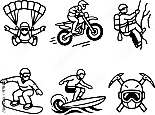 Line icon extreme sports adventure activity. Vector
