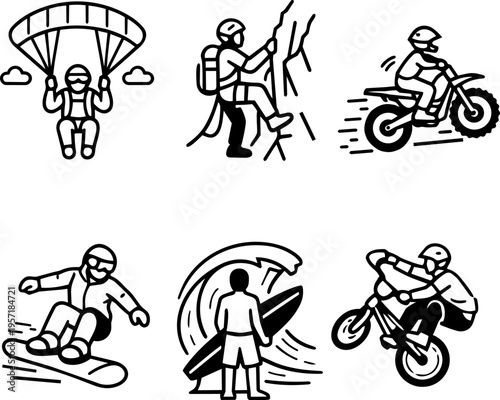 Line icon extreme sports adventure activity
