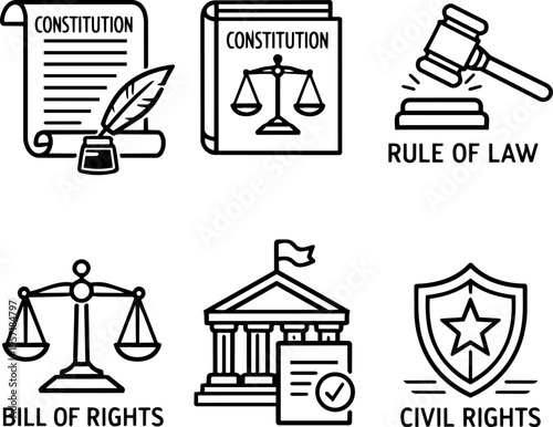 Vector line icon law justice government

