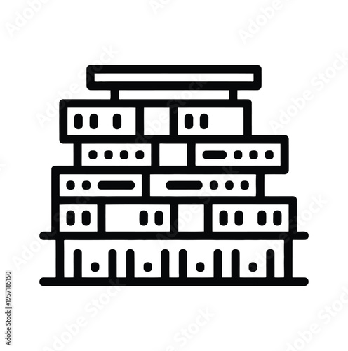 Vector of a multi-layered stack of servers in a network configuration setup