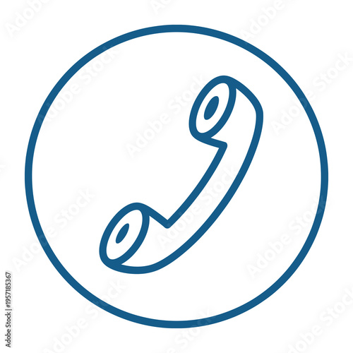 Blue circle enclosing a vector icon of an old telephone handset
