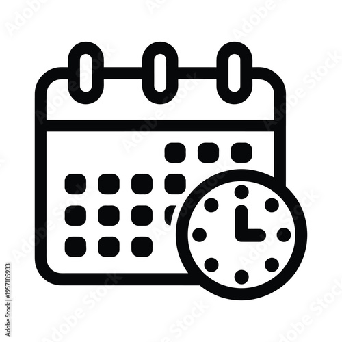 Vector of a calendar and clock showing time management and scheduling