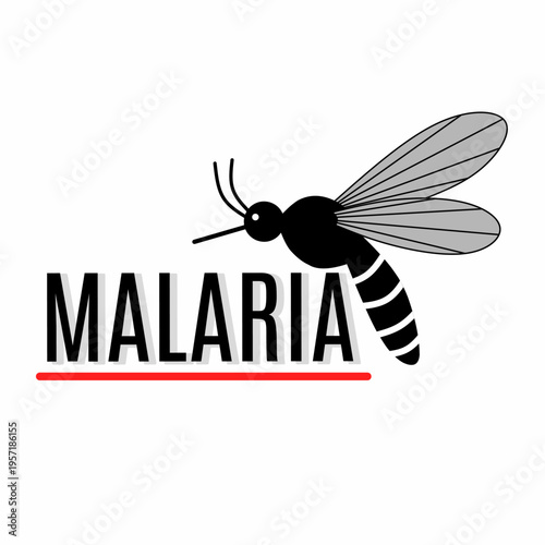 Malaria awareness illustration featuring mosquito icon combined with bold typography