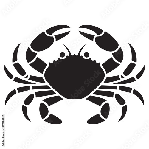 A striking black silhouette of a crab with detailed legs and claws a marine creature silhouette
