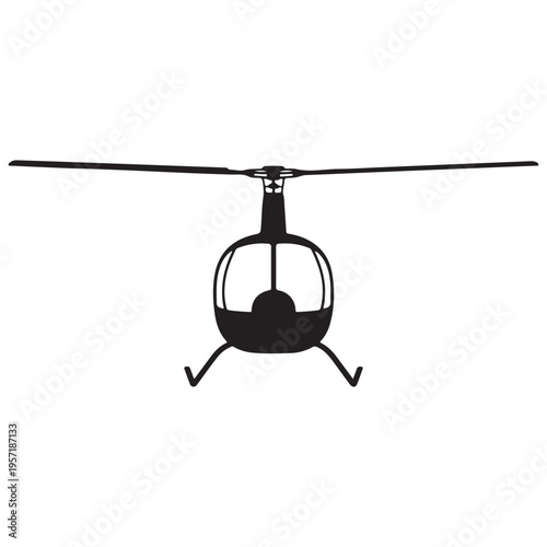 A stark black silhouette of a helicopter showcasing its design and rotor blades silhouette