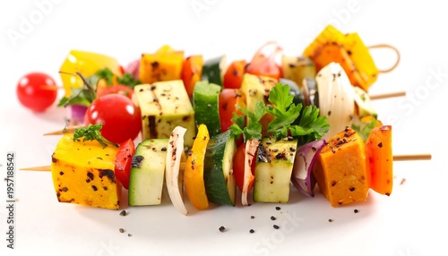 Delicious Grilled Vegetable Skewers with Fresh Herbs and Spices.