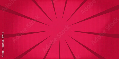 Halftone Pop Art Style Starburst Pattern Cartoon Background Vintage tone light effect. Vector illustration wow gradient design banner