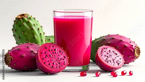 Refreshing Prickly Pear Juice with Fresh Fruit.