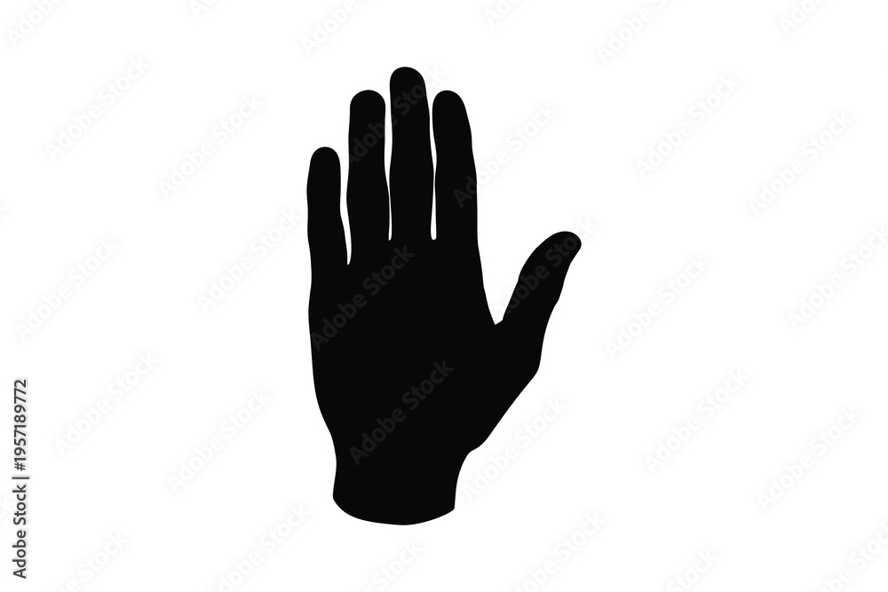 Obraz premium Highly detailed flat silhouette of a human hand with open palm and fingers extended