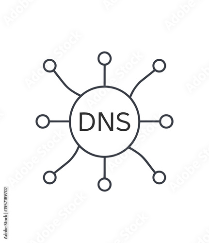 Vector of a central dns node surrounded by interconnected smaller circles