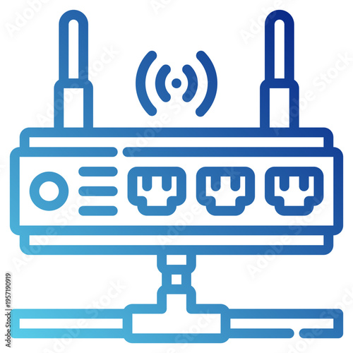 router. This is a vector single icon with a dashed line gradient style. It is suitable for various purposes, including website design, mobile app design, and logo design.