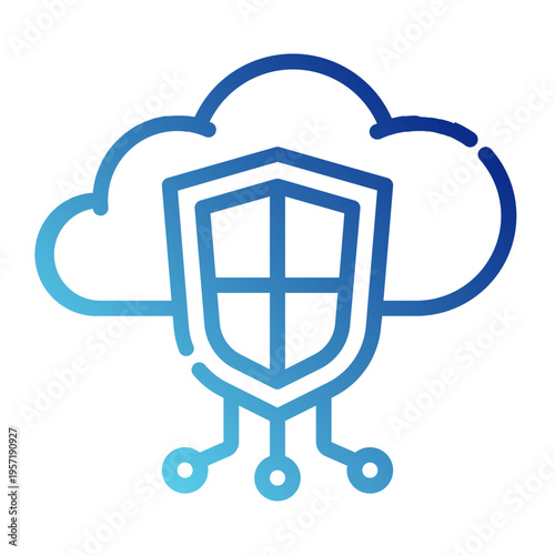 secure cloud. This is a vector single icon with a dashed line gradient style. It is suitable for various purposes, including website design, mobile app design, and logo design.