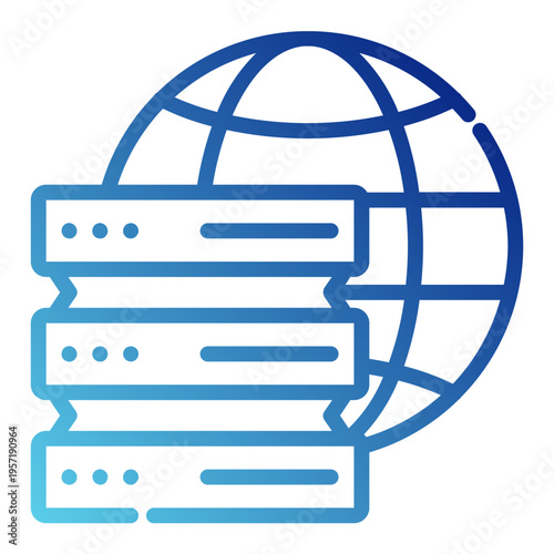 server rack. This is a vector single icon with a dashed line gradient style. It is suitable for various purposes, including website design, mobile app design, and logo design.