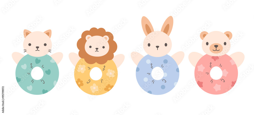 Εκτύπωση καμβά Cute plush baby rattle toys for newborns and infants