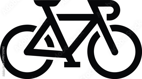 Minimalist bicycle outline icon isolated on white background for sports fitness cycling apps and eco friendly urban transportation branding