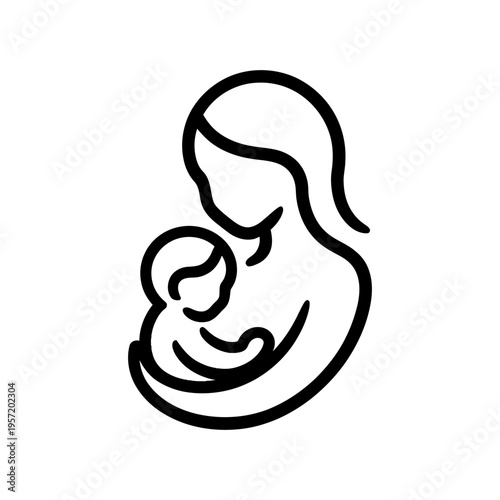 Breastfeeding mother  vector icon graphic isolated sketch illustration on white background.