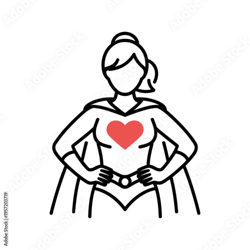 Super mom vector icon graphic isolated sketch illustration on white background.