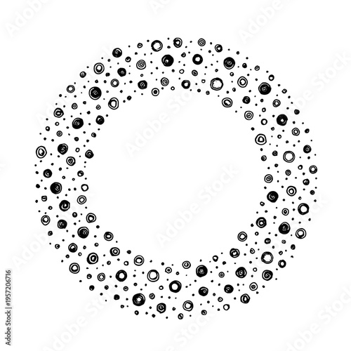 Circular confetti wreath frame with dots for festive celebration design