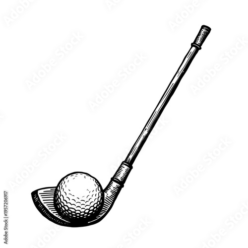 Golf club with ball for sport game and outdoor activity design