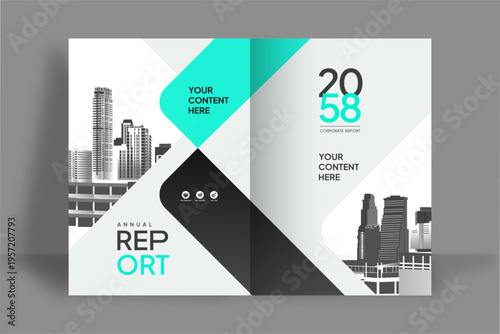 Business Report Cover Template – Green Geometric Layout (A4)