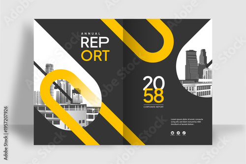 Business Report Cover Template – Yellow Geometric Layout (A4)
