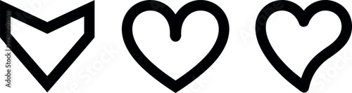 Minimalist black love heart icons set vector illustration for romance wedding valentine card design