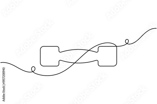 Barbell sign icon continuous one line drawing on white background minimalist physical and bodybuilding training symbol outline vector illustration