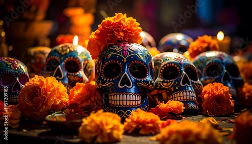 Day of the Dead Skulls and Marigolds Celebration.