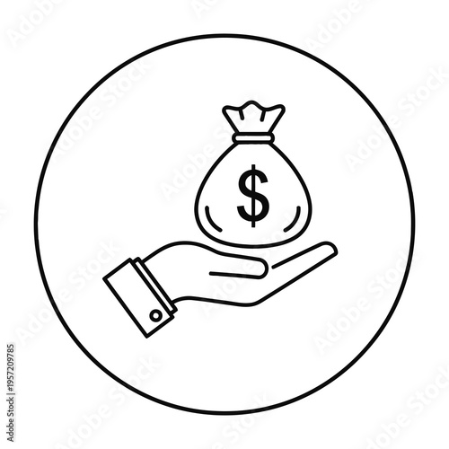 Hand holding money bag with dollar sign