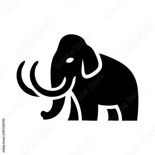 Logotipo con dibujo sencillo con silueta de un mamut de perfil 